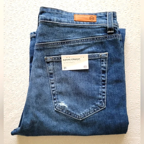 AG Adriano Goldschmied women's sz 31 Jeans. ALEXXIS straight button fly nwt - Picture 1 of 13